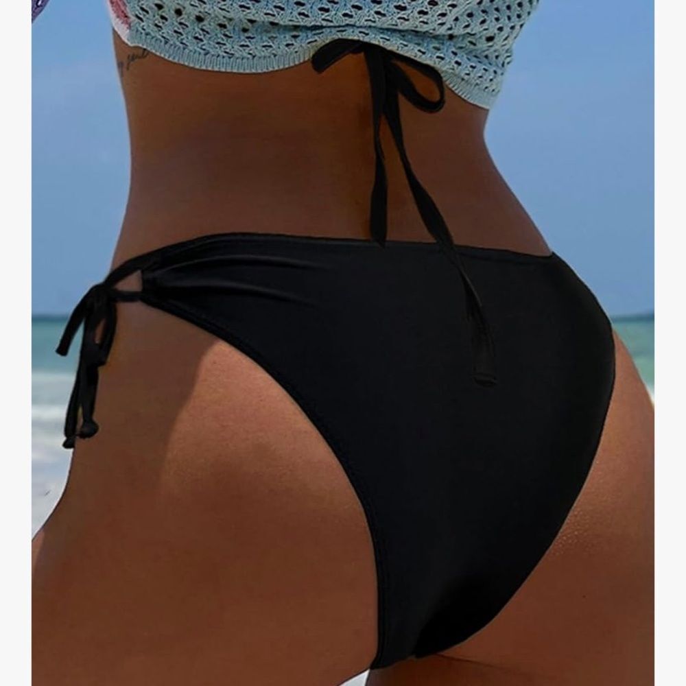 Women’s Black Tie-Side Bikini Bottom